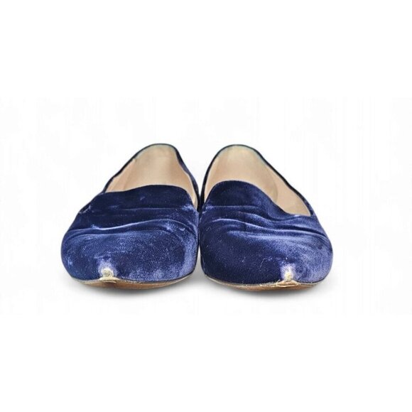 Nicholas Kirkwood velvet blue pointed toe faux pearls flats shoes EU39 US8.5 - Picture 5 of 11
